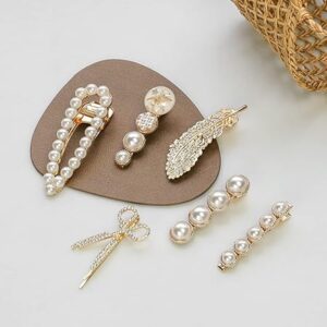 Home set of 11 pearl & rhinestone metal hair clips – mixed sizes | stylish hair pins for women & girls